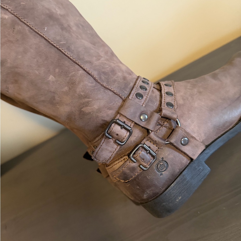 Born Gwynn Harness Brown Leather Knee High Boots - Picture 7 of 11